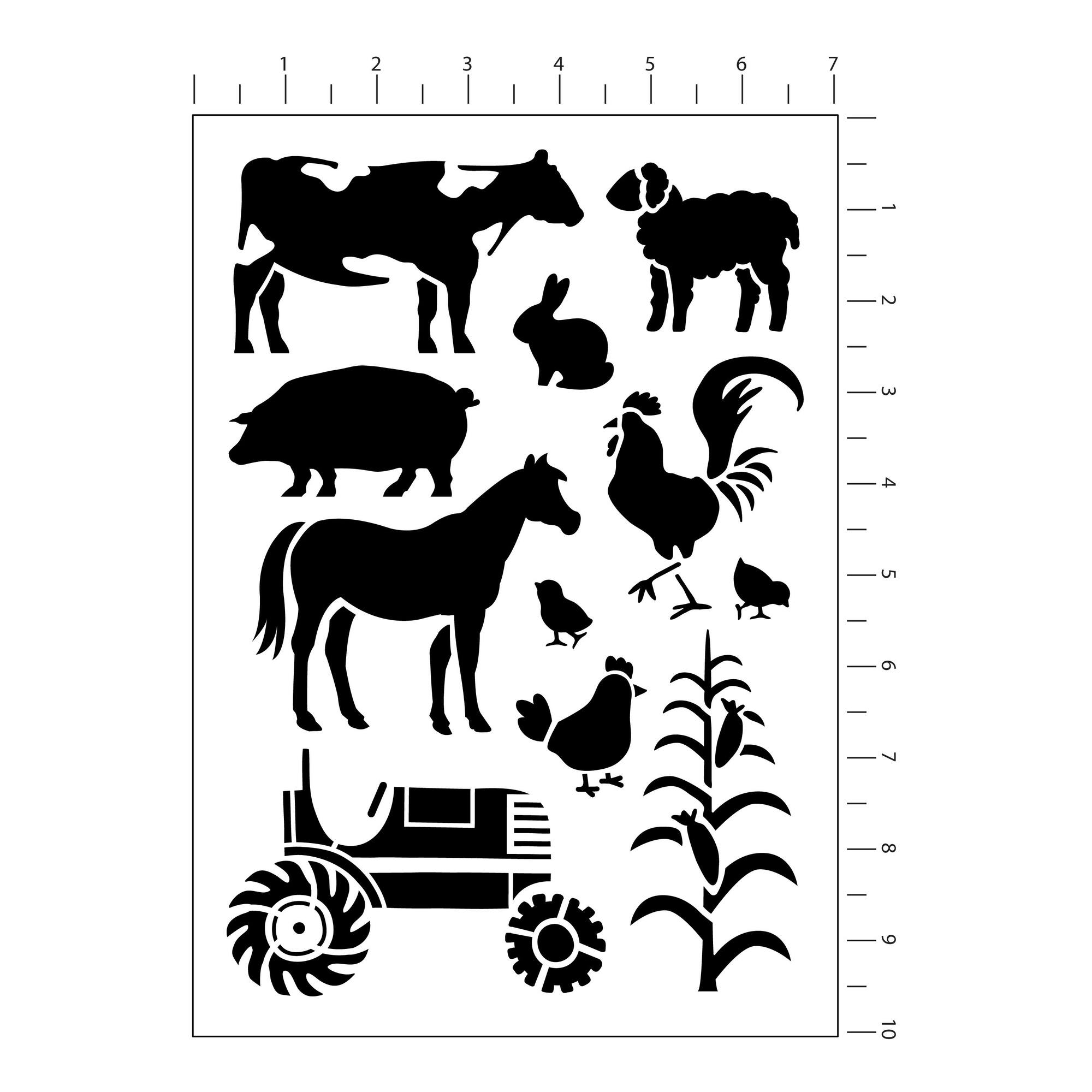 Farmhouse Icon & Border Plastic Stencils, 7" x 10" by Craft Smart®